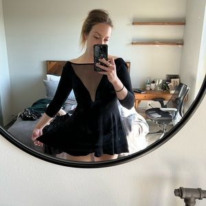 American Apparel Black sheer v-neck low back minidress